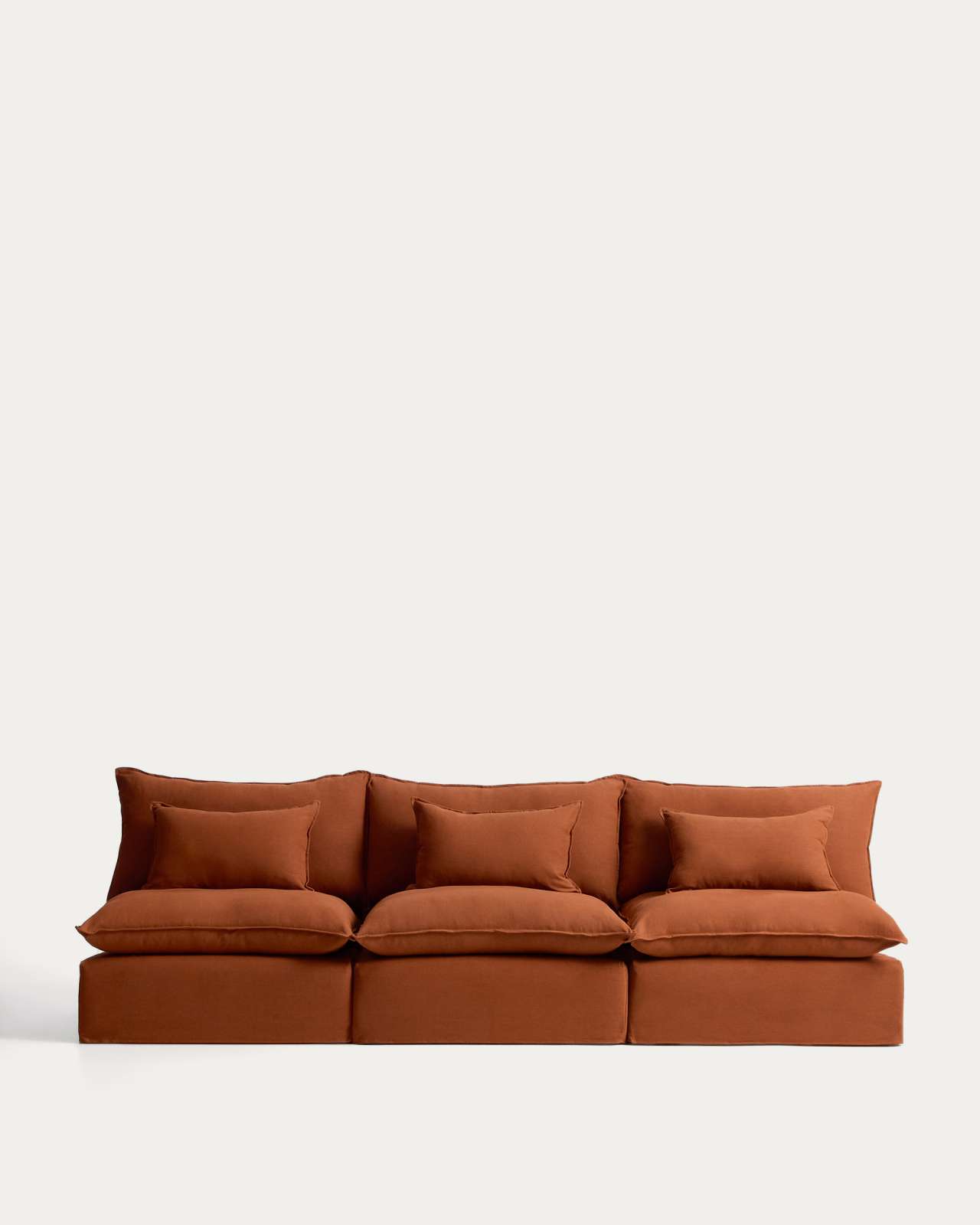 Anarela 100% terracotta linen 5-seater modular sofa with removable cover 330cm FSC Mix Credit