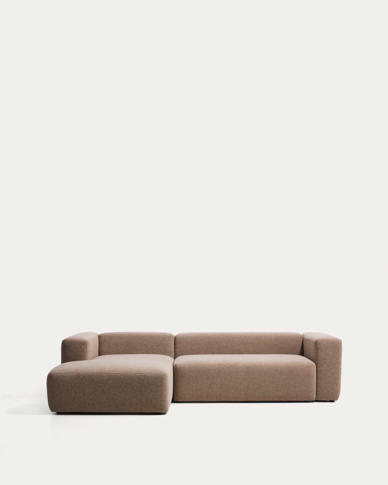 Blok 3-seater sofa with left chaise longue in brown chenille 300cm FSC Mix Credit