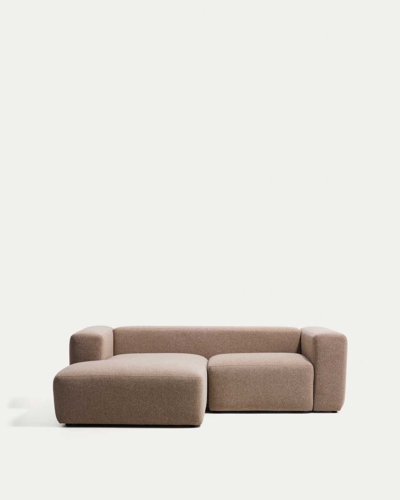 Blok 2-seater brown chenille left chaise longue sofa 240cm FSC Mix Credit