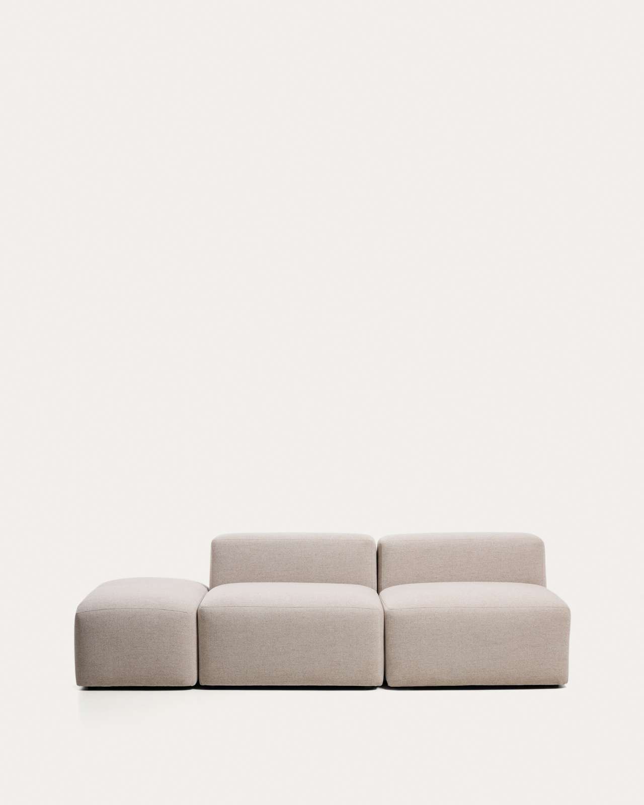 Blok 3-seater sofa with end pouffe in beige chenille 240cm FSC Mix Credit