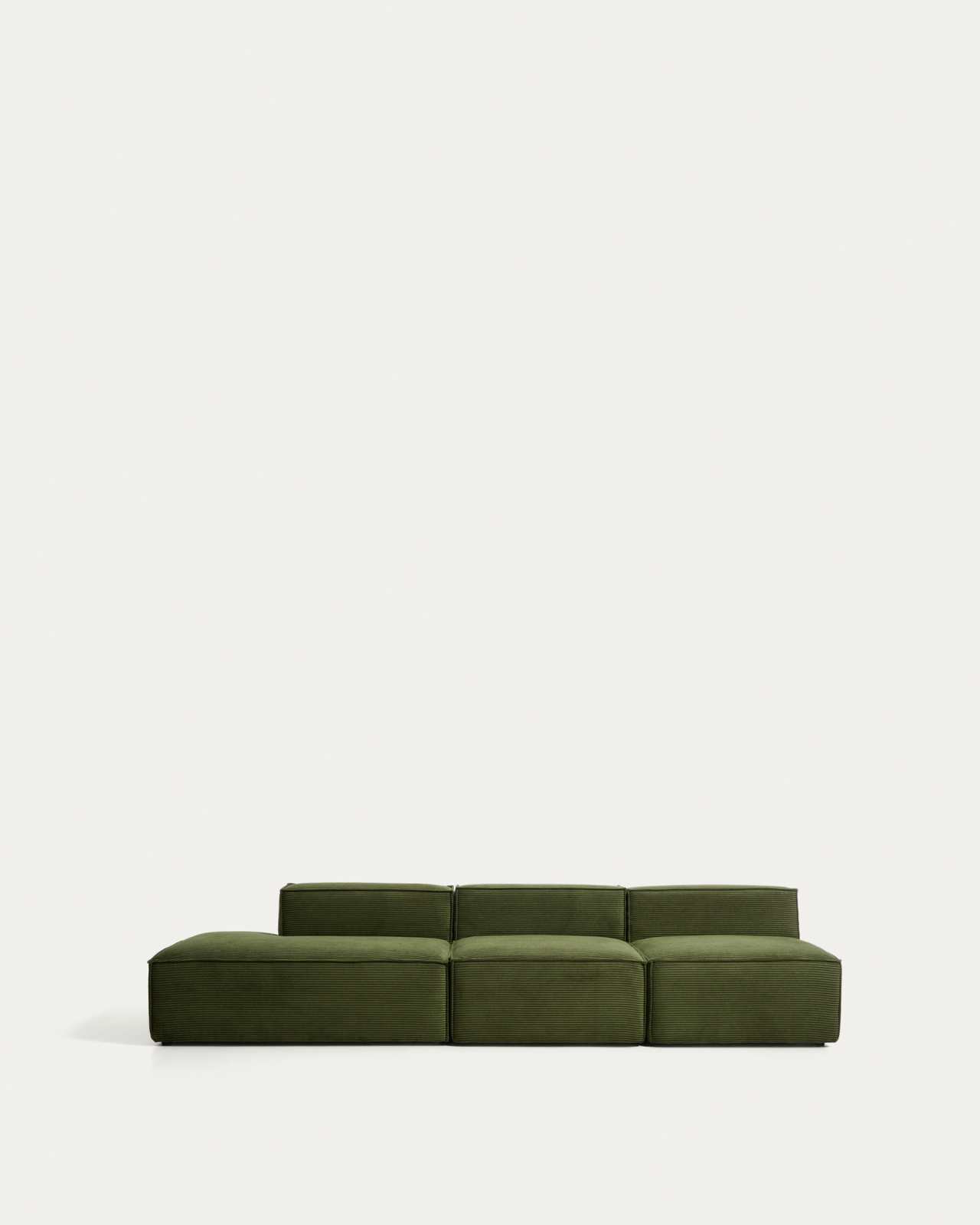 Blok 3-seater sofa with left terminal in green thick corduroy 325cm FSC Mix Credit