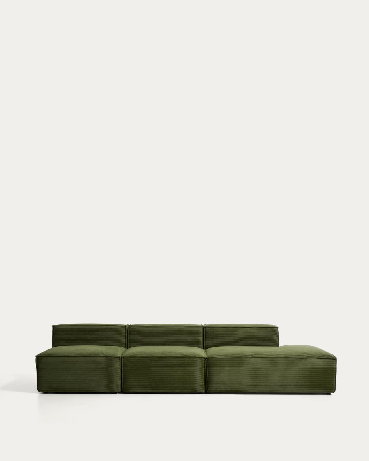 Blok 3-seater sofa with right terminal in green thick corduroy 325cm FSC Mix Credit