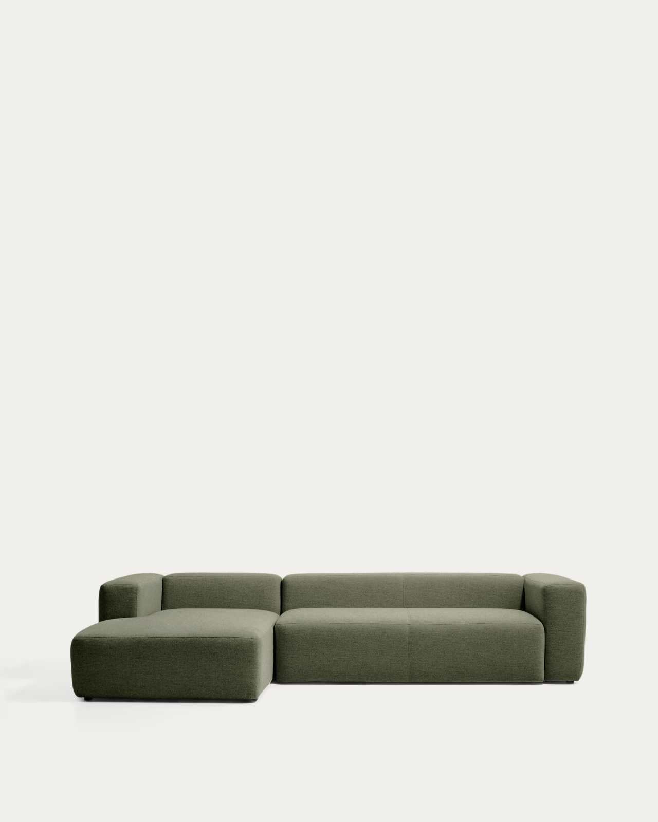 Blok 4-seater sofa with left chaise longue in moss green chenille 330cm FSC Mix Credit