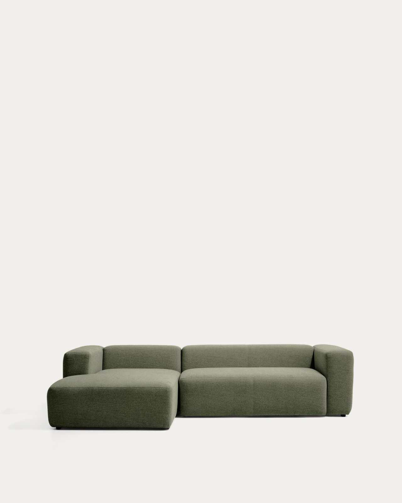 Blok 3-seater sofa with left chaise longue in moss green chenille 300cm FSC Mix Credit