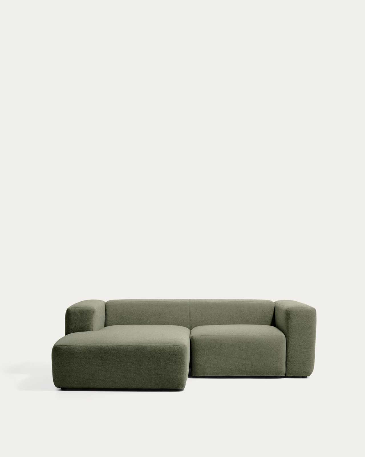 Blok 2-seater moss green chenille left chaise longue sofa 240cm FSC Mix Credit