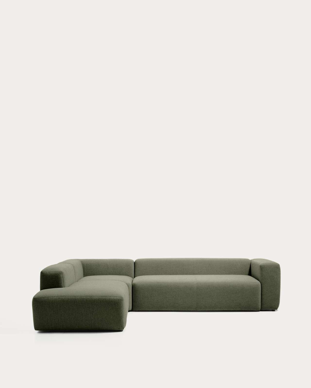 Blok moss green chenille 5-seater corner sofa with left terminal 255 x 320cm FSC Mix Credit