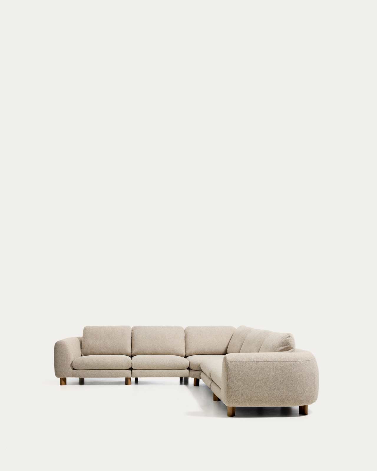 Vera beige 5-seater corner sofa with walnut-finish solid ash wood legs 330 x 330 cm FSC Mix Credit
