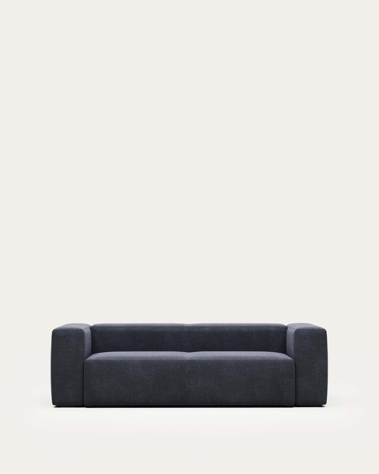 Blok fire-retardant 3-seater sofa in blue chenille 240cm