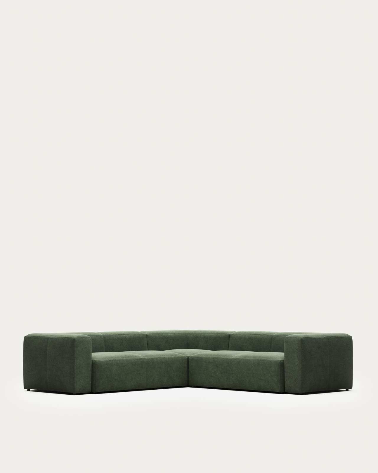 Blok fire-retardant 4-seater corner sofa in green chenille 290 x 290cm