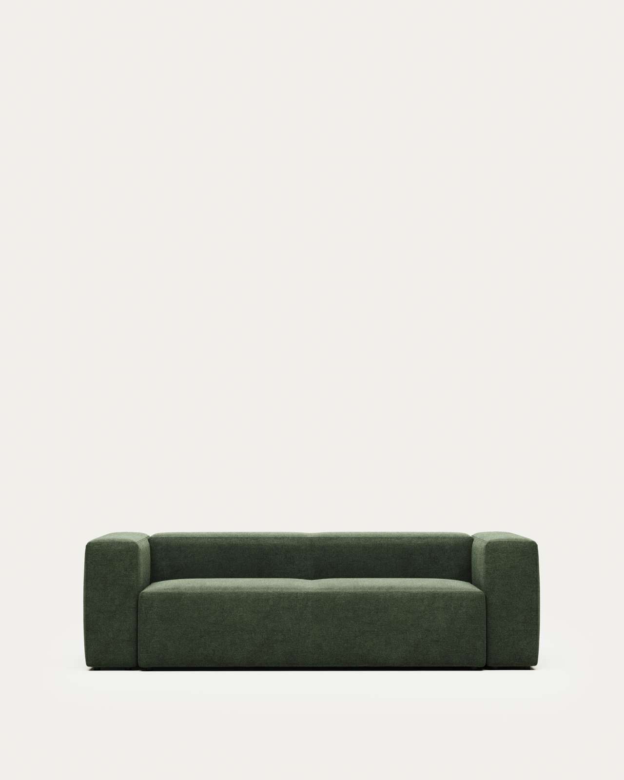 Blok fire-retardant 3-seater sofa in green chenille 240cm