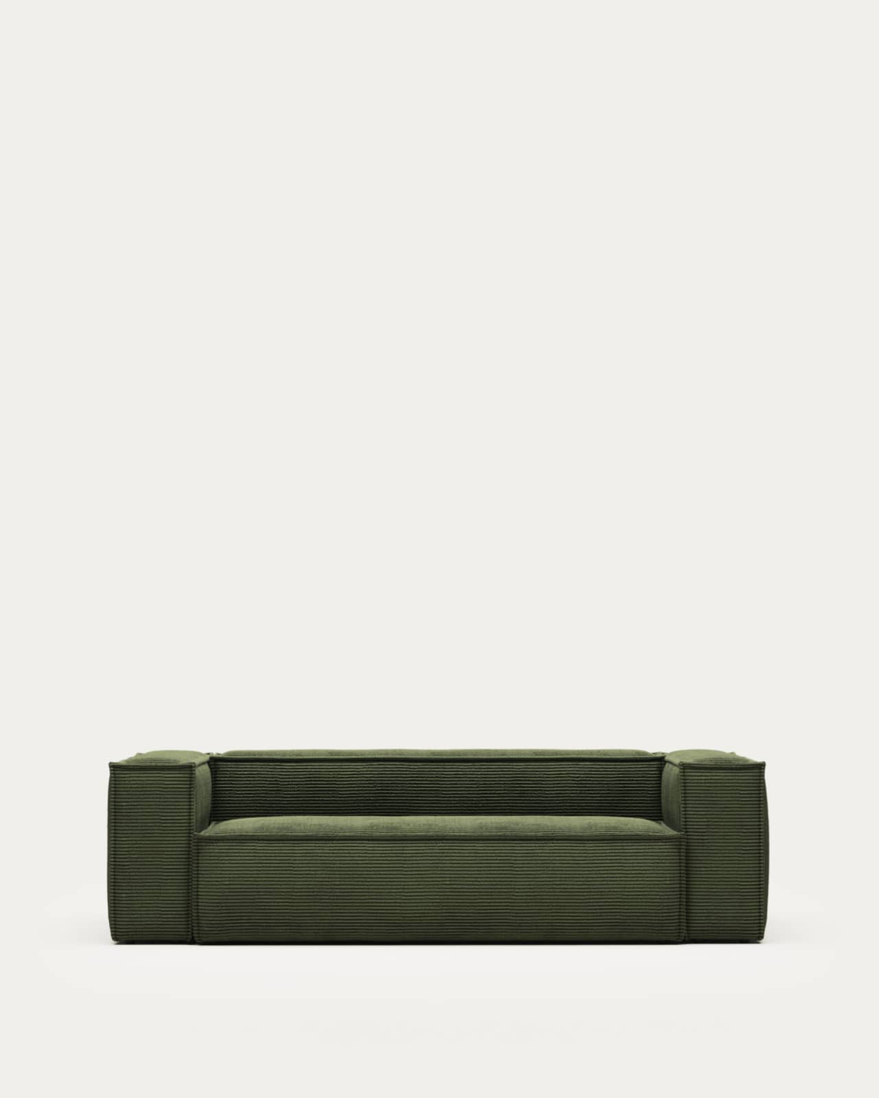 Blok fire-retardant 3-seater sofa in thick green corduroy 240cm FSC Mix Credit