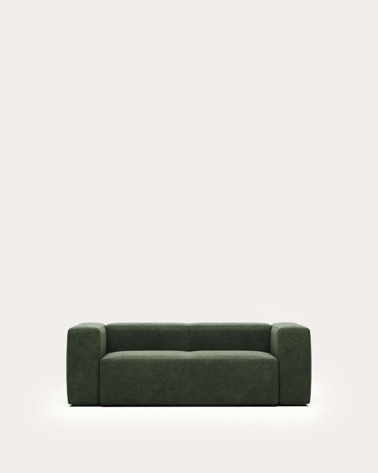 Blok fire-retardant 2-seater sofa in green chenille 210cm
