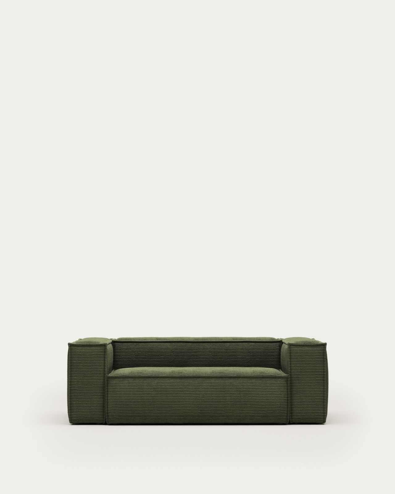 Blok fire-retardant 2-seater sofa in thick green corduroy 210cm FSC Mix Credit