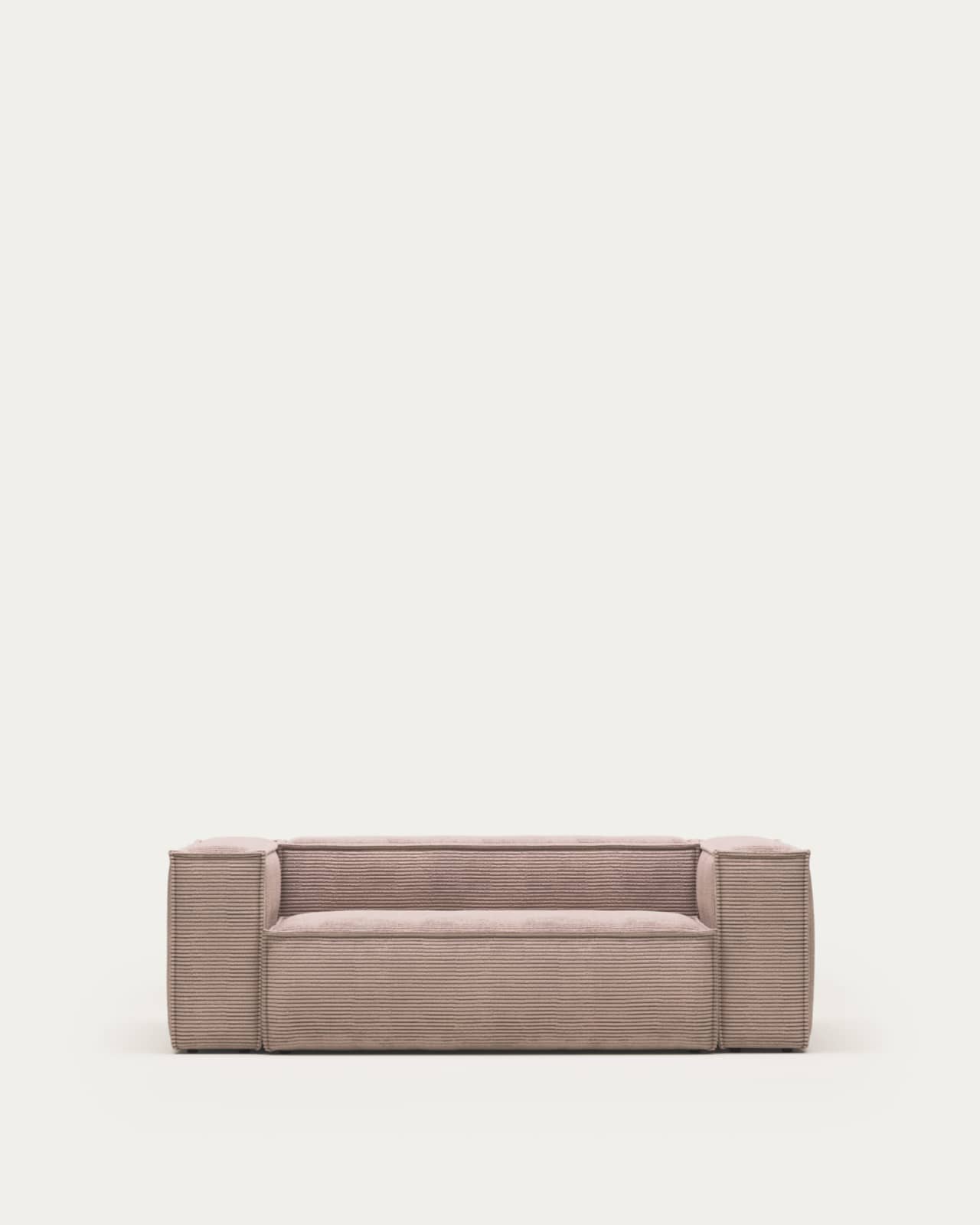 2-Sitzer-Sofa Blok, schwer entflammbar mit dickem, rosafarbenem Cord, 210 cm, FSC Mix Credit