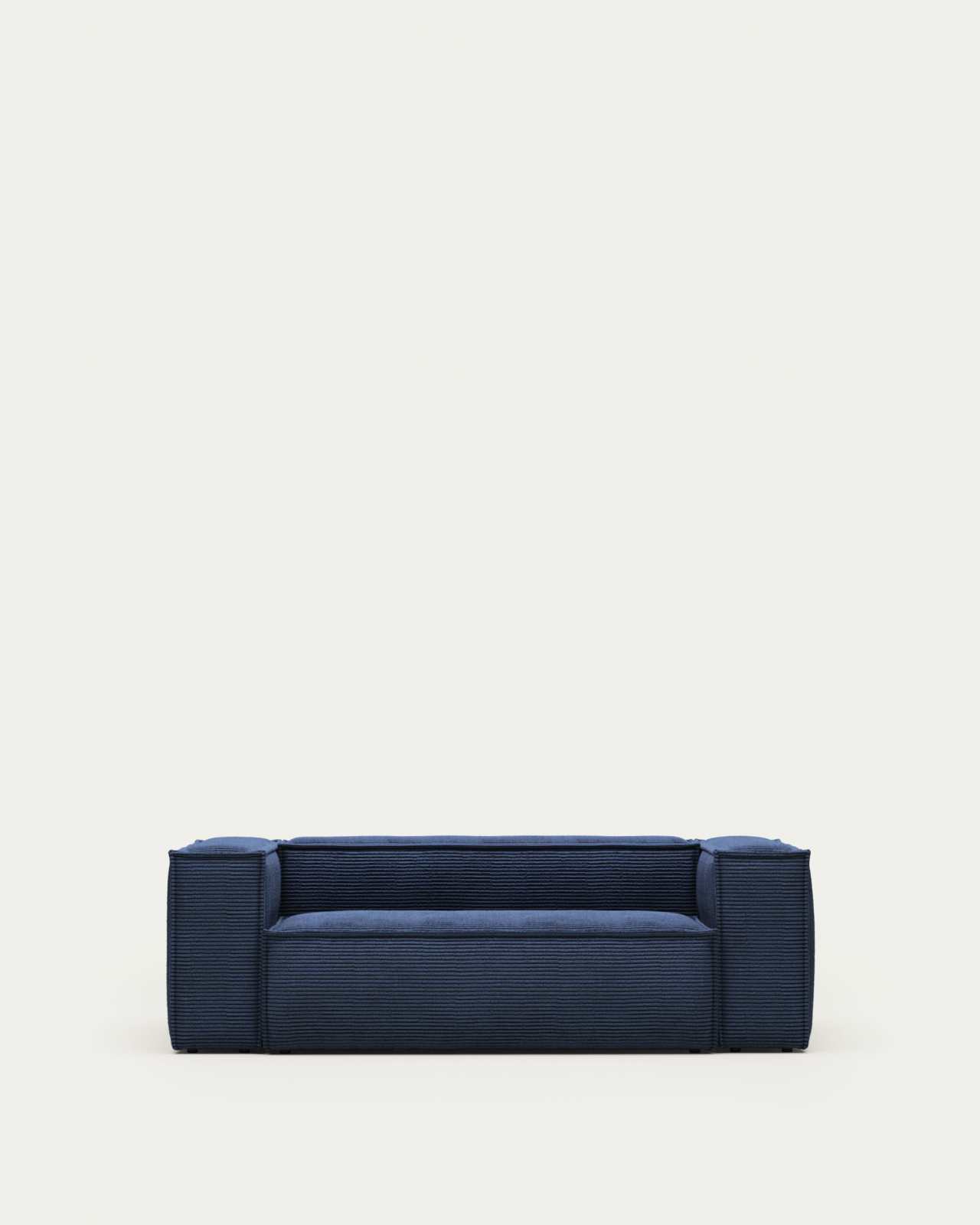 Blok fire-retardant 2-seater sofa in thick blue corduroy 210cm FSC Mix Credit