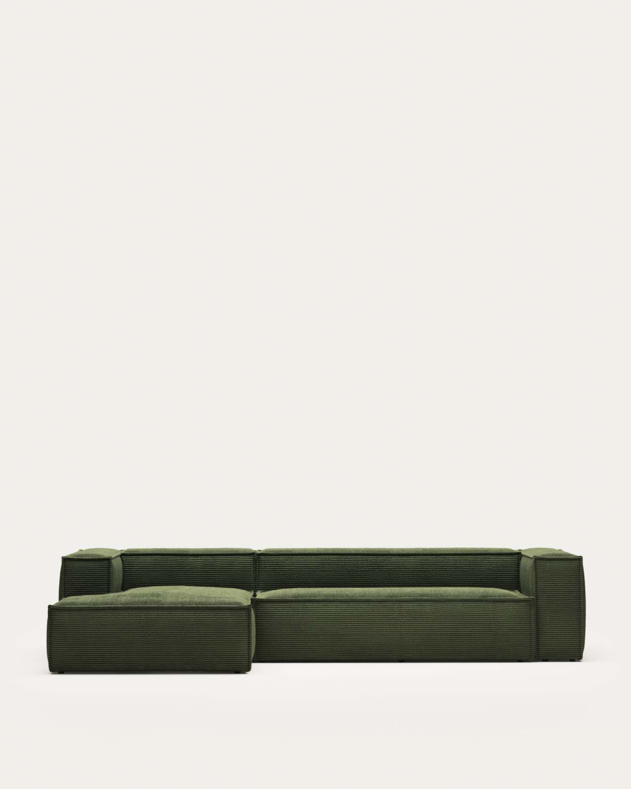 Blok 4-seater left chaise longue sofa in green thick corduroy 330cm FSC Mix Credit