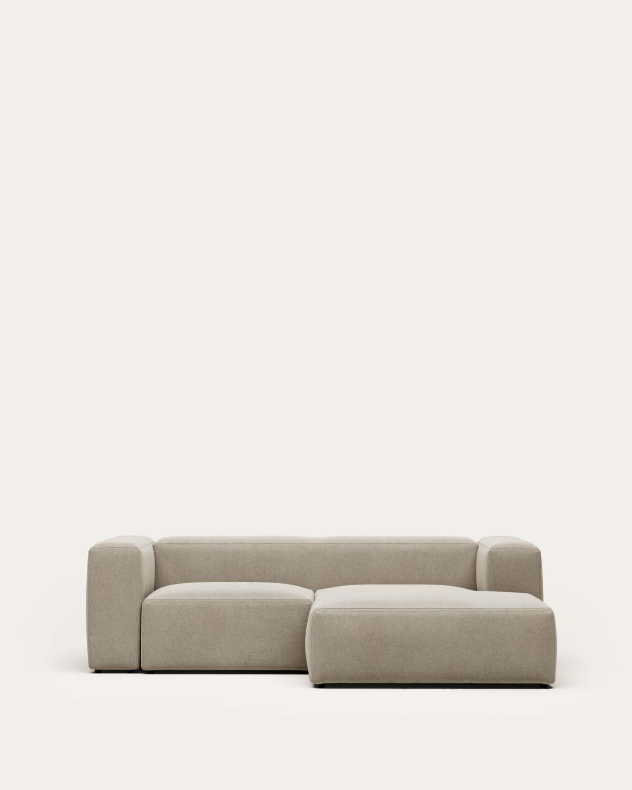 2-Sitzer-Sofa Blok mit Chaiselongue rechts, schwer entflammbar mit beiger Chenille, 240 cm