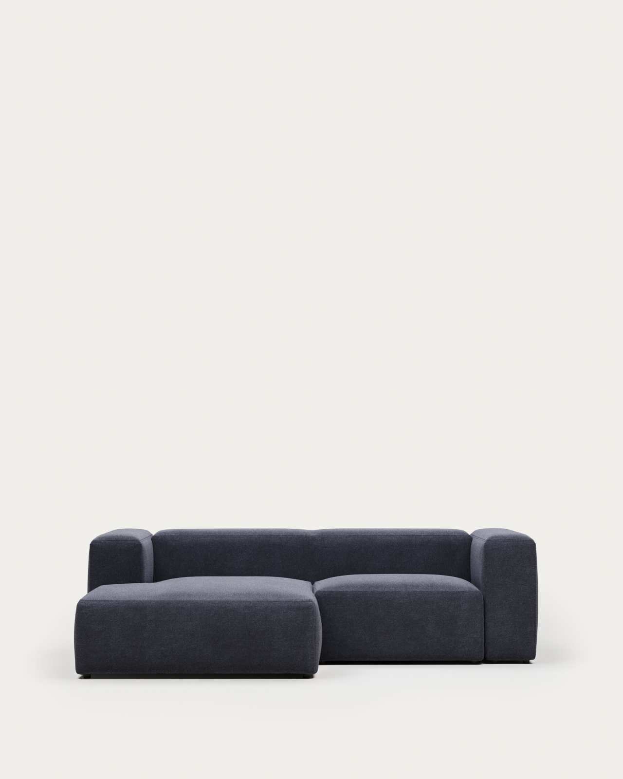 Blok fire-retardant 2-seater sofa with left chaise longue in blue chenille 240cm