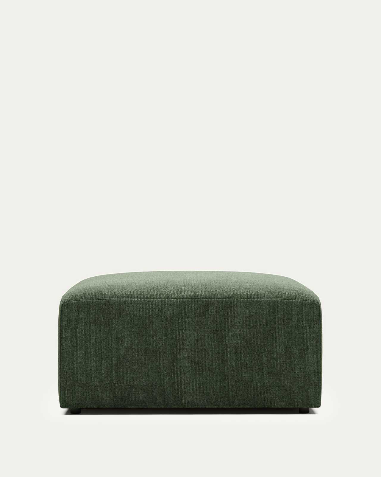 Blok fire-retardant footrest in green chenille 90 x 70cm