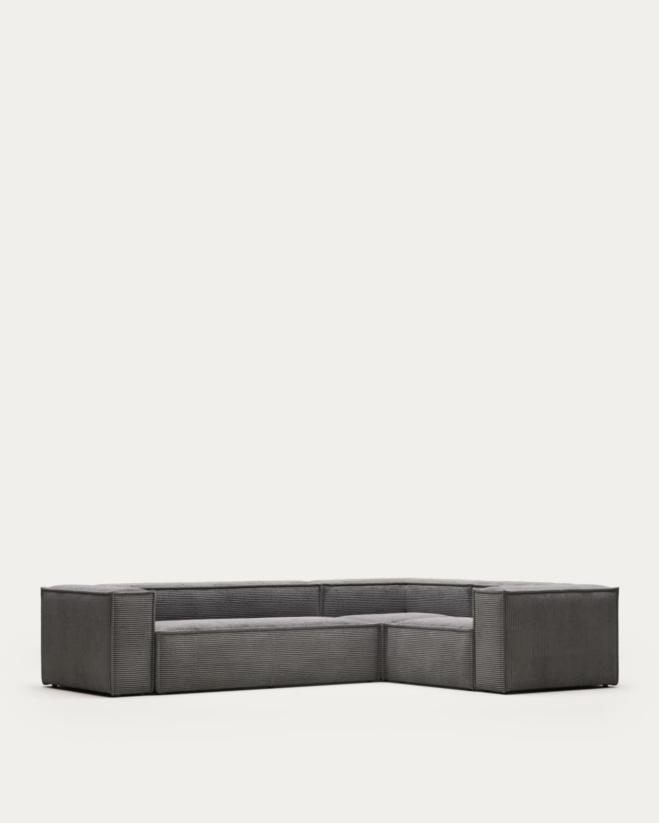 Blok 4 seater corner sofa in grey wide seam corduroy, 320 x 230 cm / 230 x 320 cm FR
