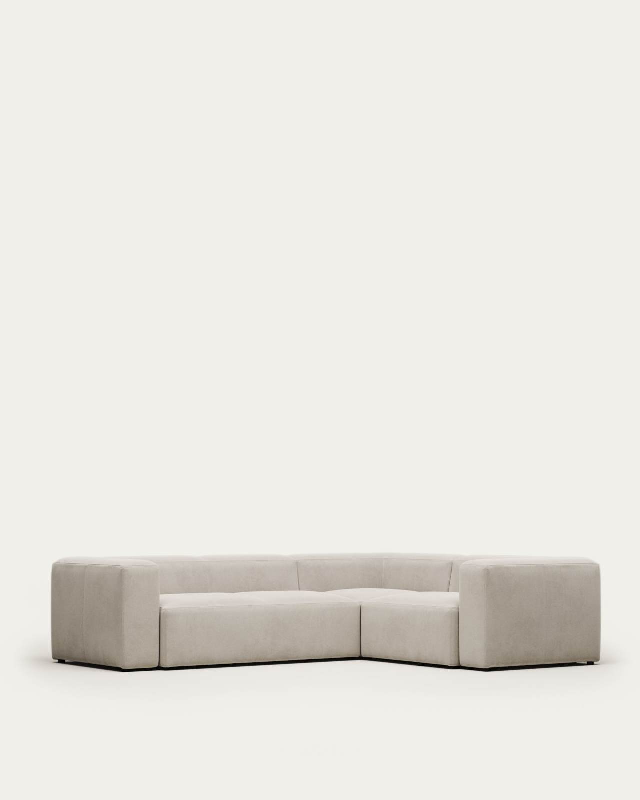 Blok fire-retardant 3-seater corner sofa in white chenille 290 x 230cm/230 x 290cm