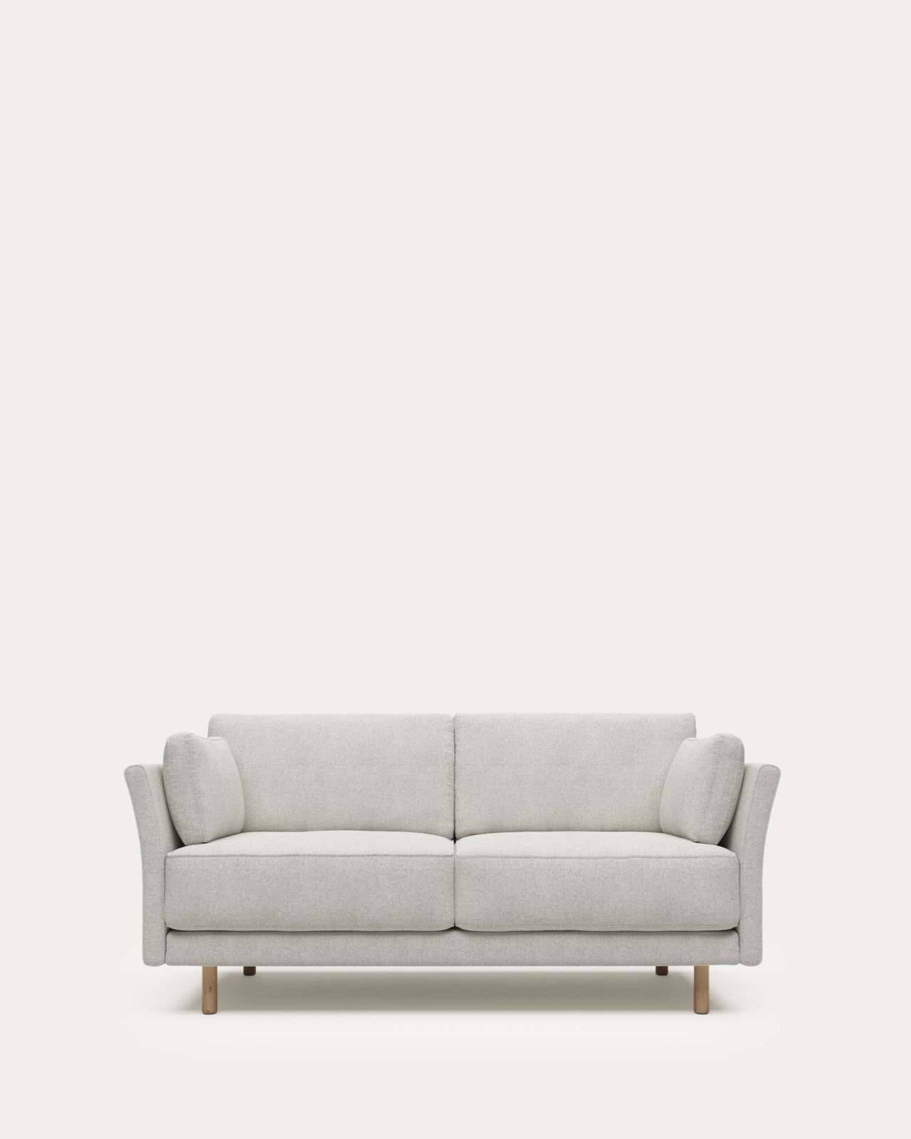 Gilma 2 seater sofa in white fleece with natural finish legs, 170 cm FR