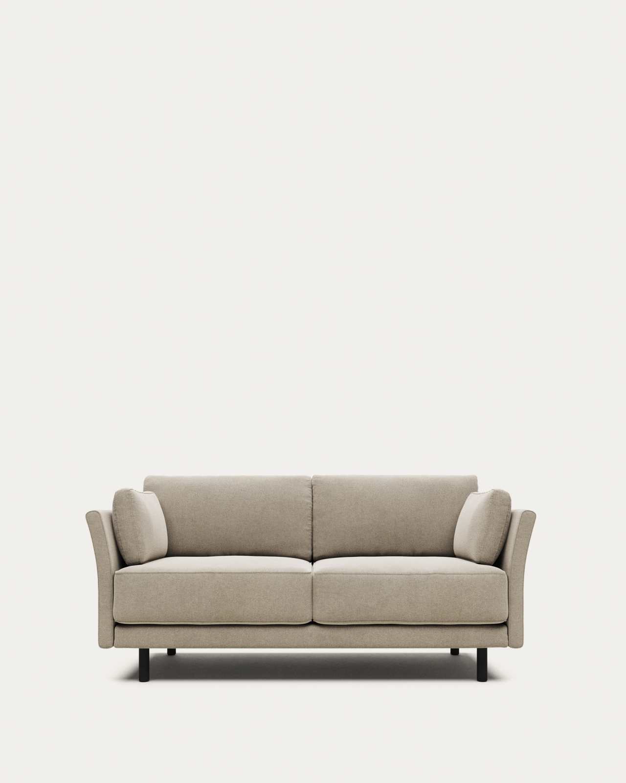 Gilma fire-retardant 2-seater sofa in beige chenille with black-finish legs 170cm