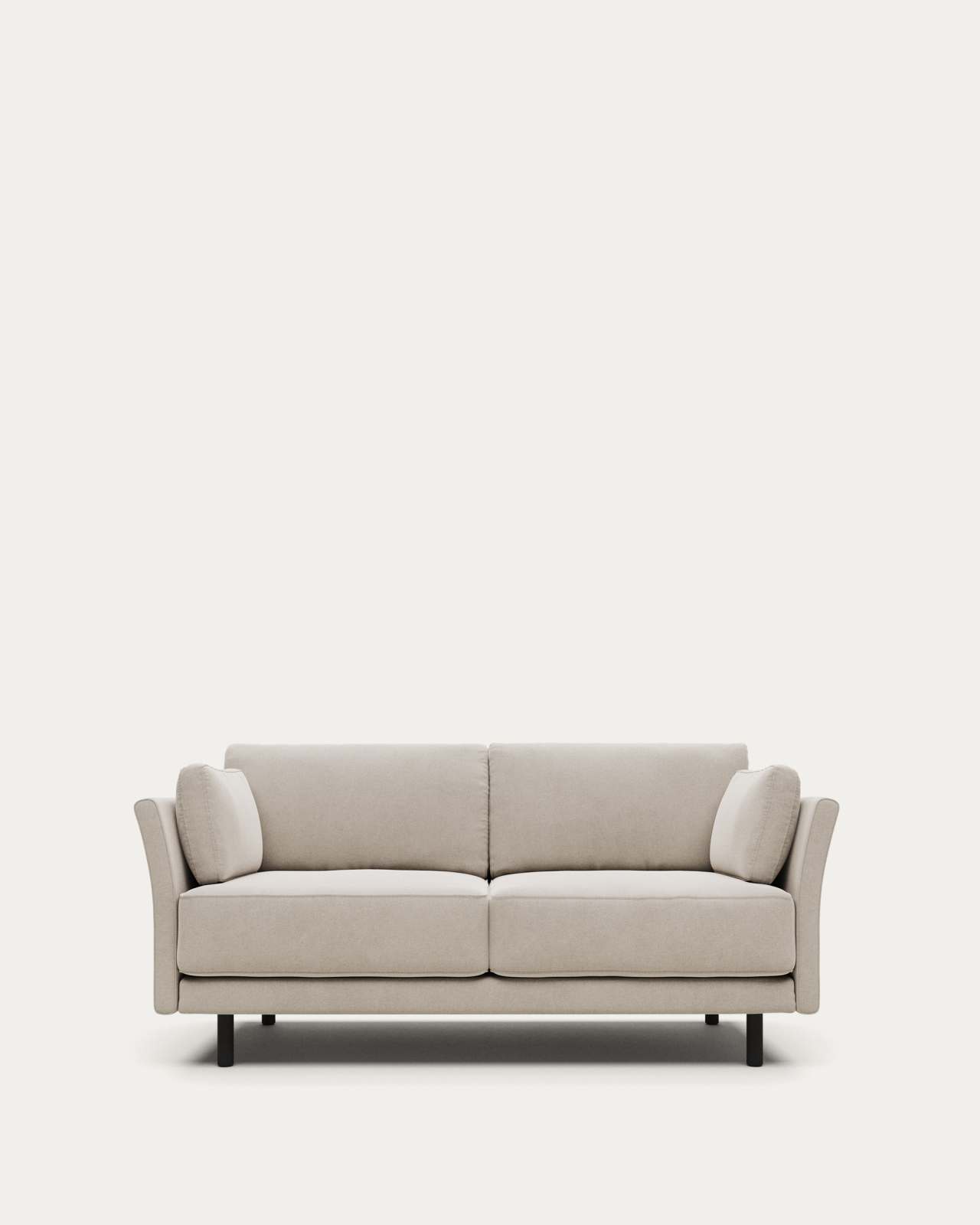 Gilma fire-retardant 2-seater sofa in white chenille with black-finish legs 170cm
