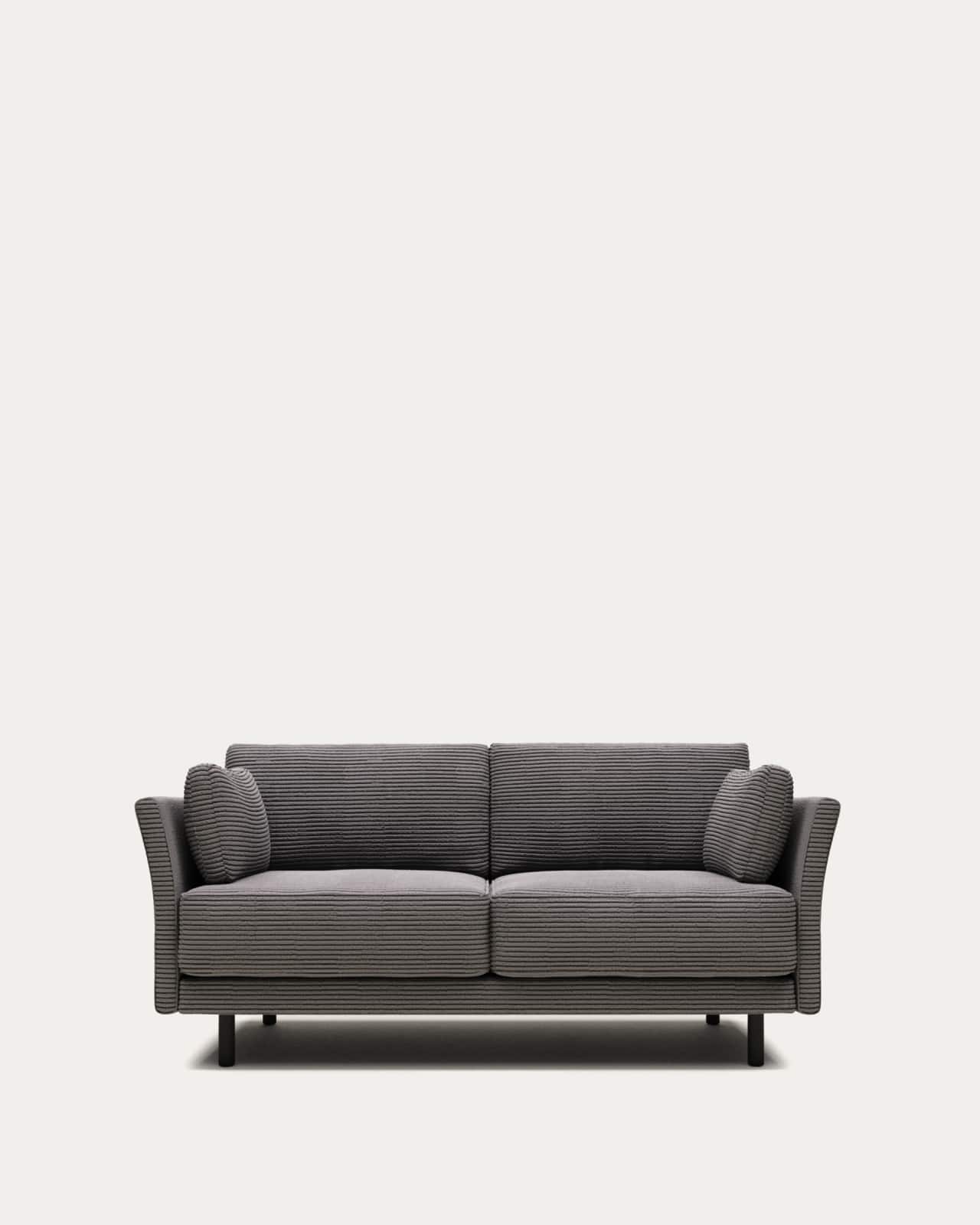 Gilma 2 seater sofa in grey wide seam corduroy with black finish legs, 170 cm FR