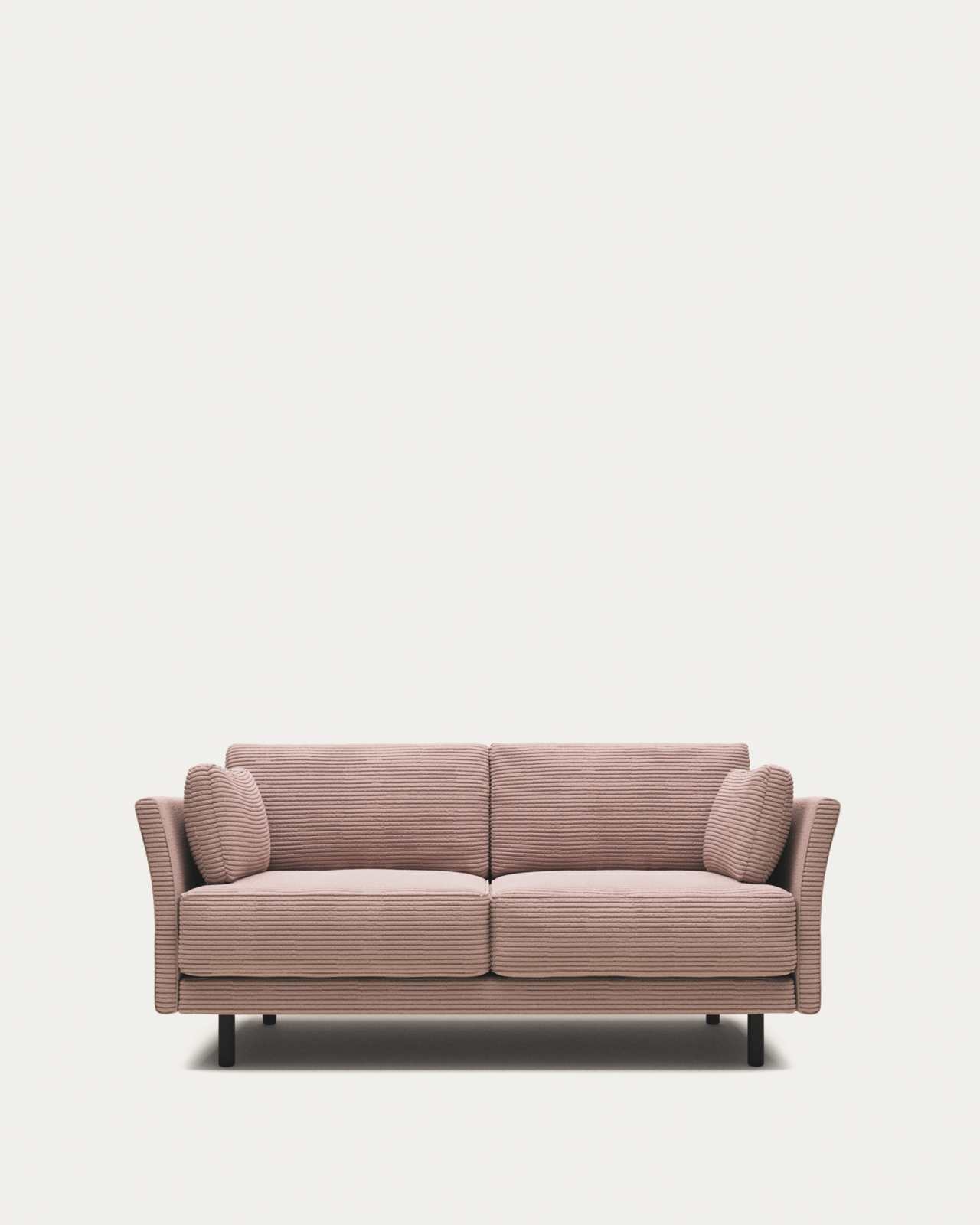 Gilma 2 seater sofa in pink wide seam corduroy with black finish legs, 170 cm FR