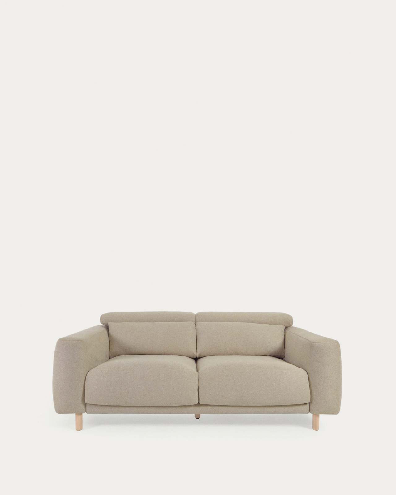 Singa 3 seater sofa with reclining headrest and extendable seat in beige 215 cm FSC Mix Credit