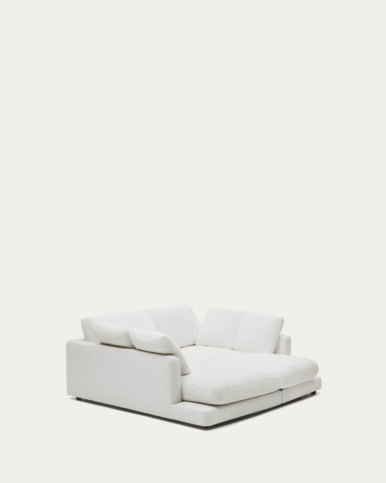 Divano Gala 3 posti in ciniglia bianco con chaise longue doppia FSC Mix Credit 210 cm