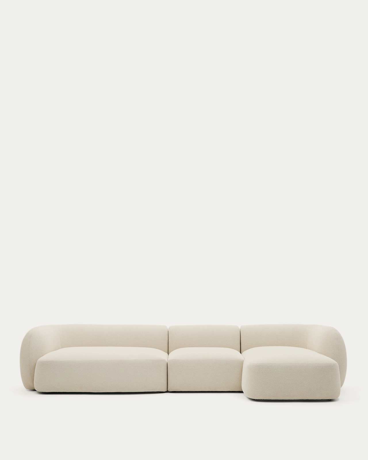 Martina ecru chenille 4-seater modular sofa with right chaise longue 377cm