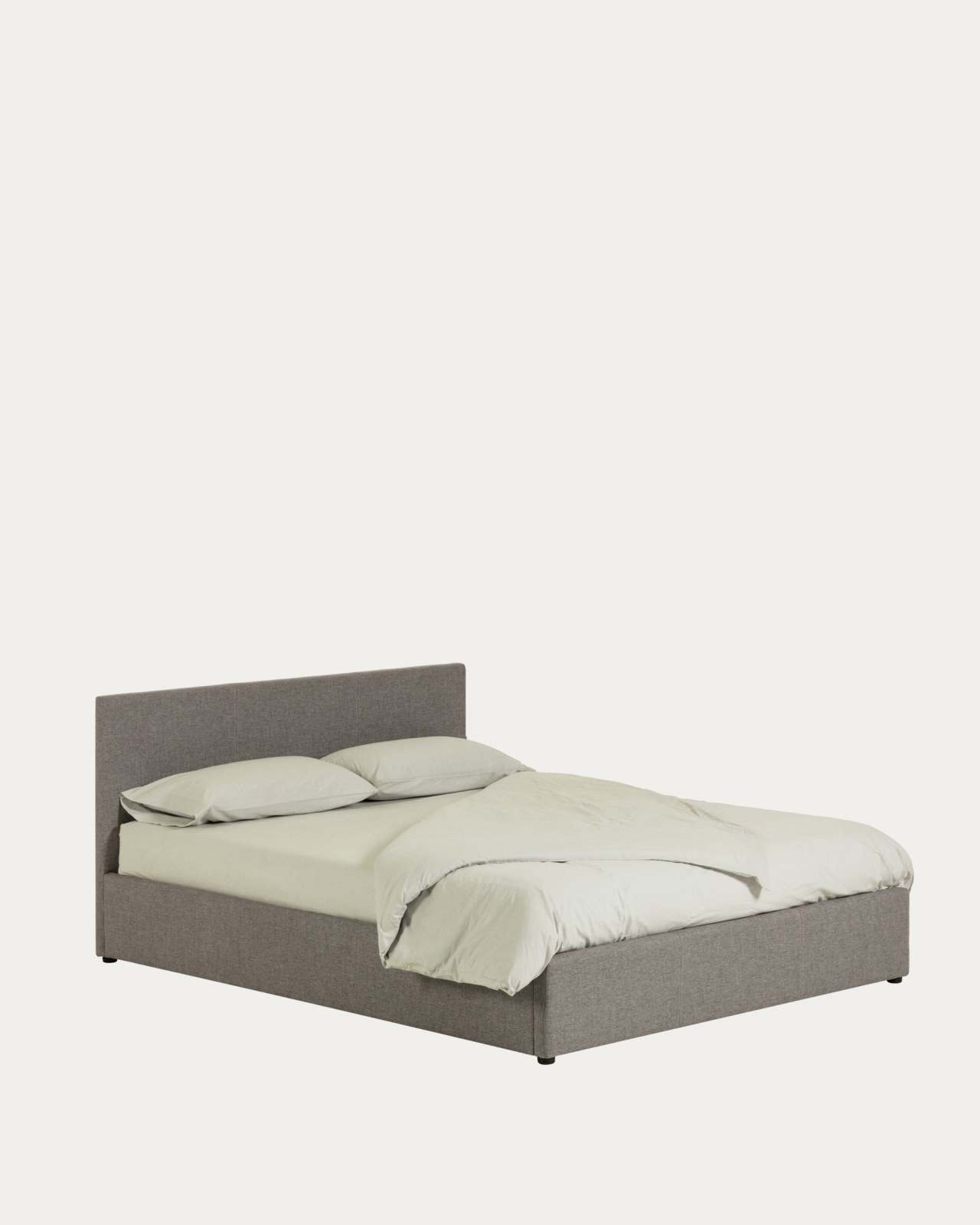 Lit Nahiri gris avec coffre relevable pour matelas de 180 x 200 cm