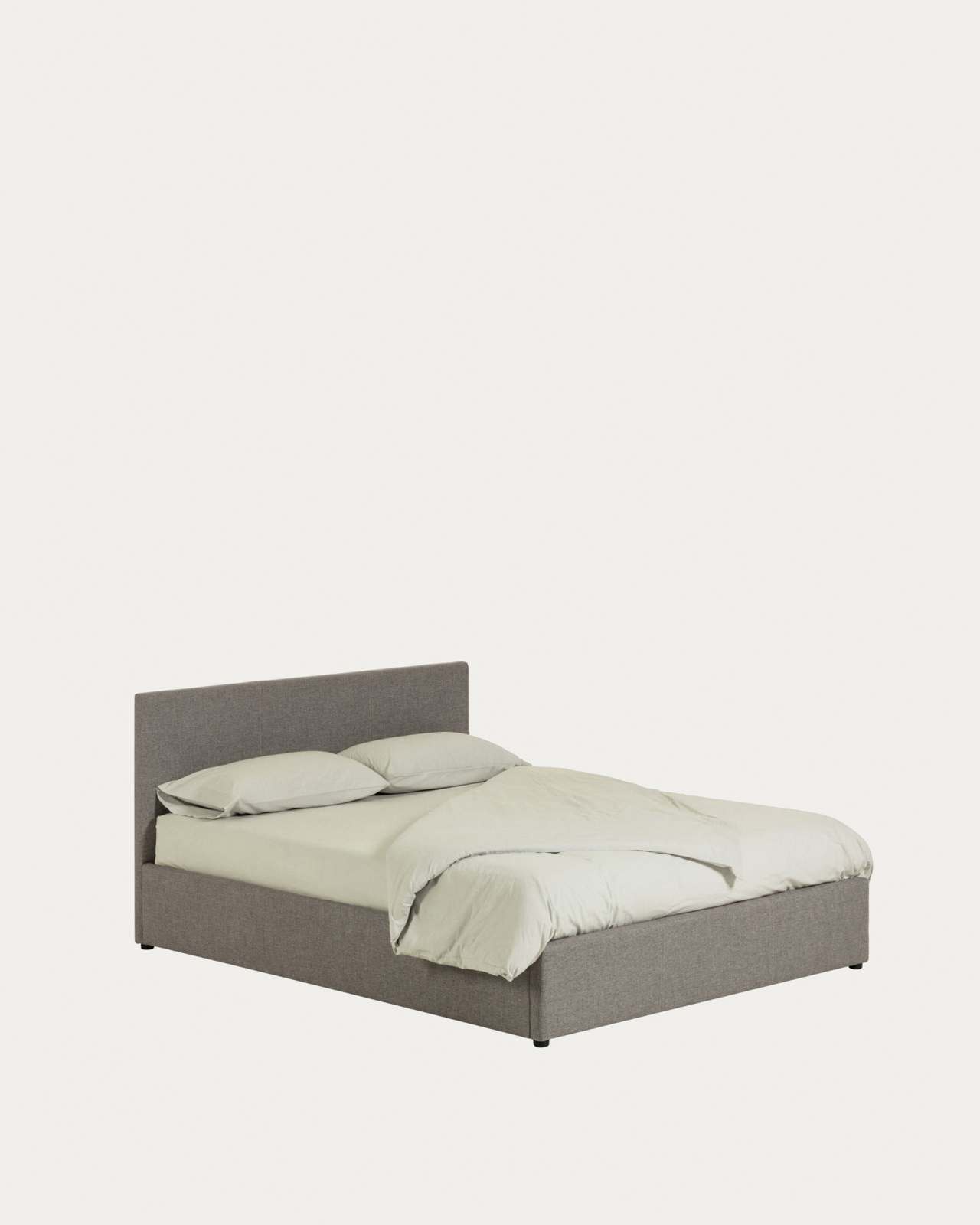 Lit Nahiri gris avec coffre relevable pour matelas de 150 x 200 cm