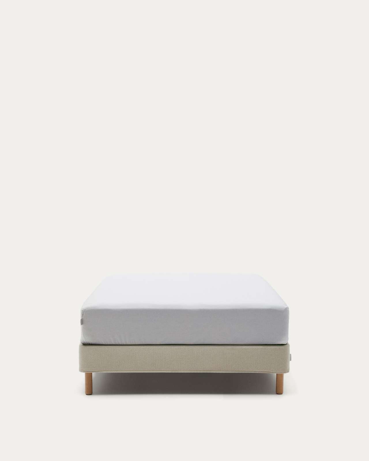Ofelia base with ecru removable cover and solid beech wooden legs for a 90 x 200 cm mattress FSC Mix Credit