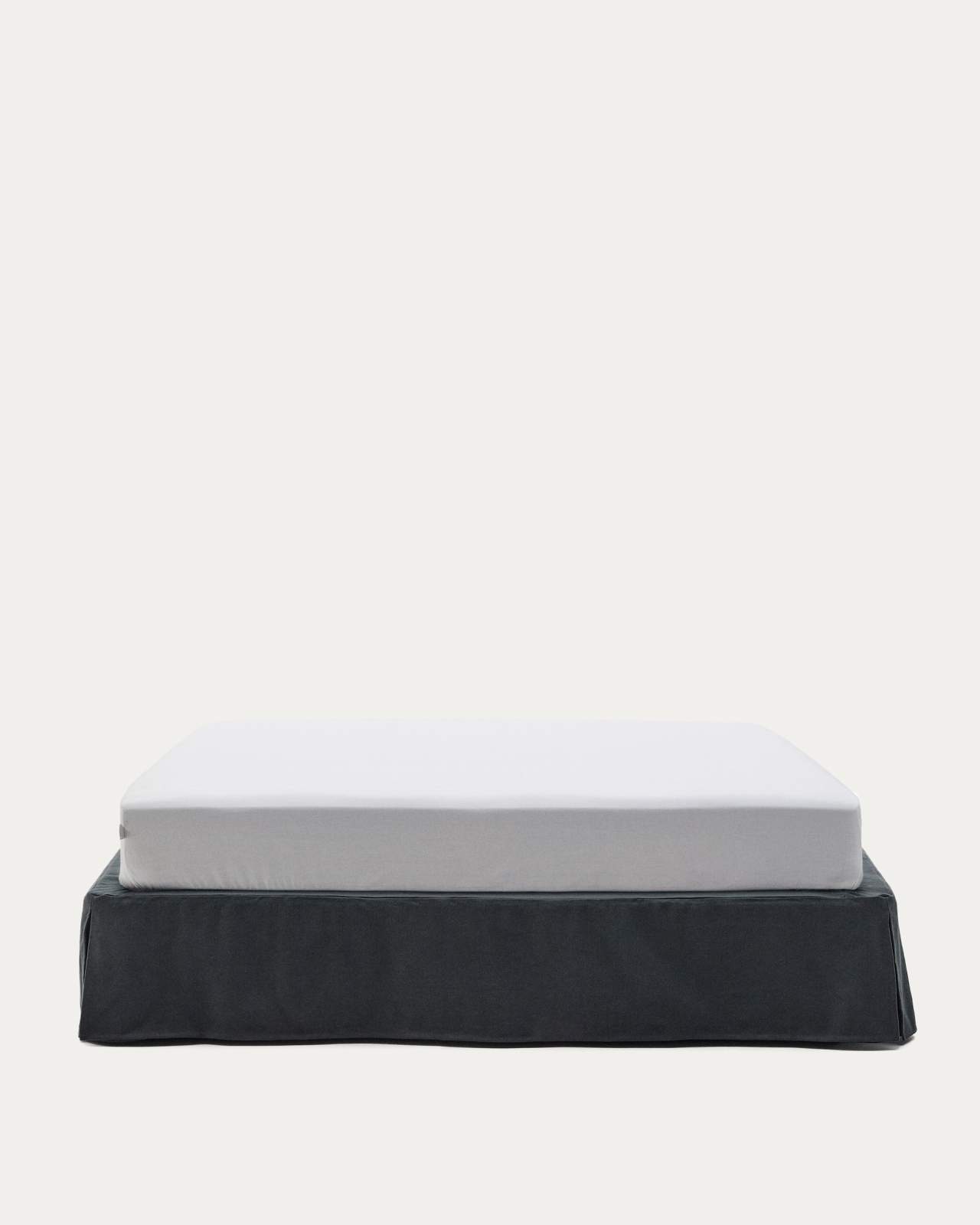 Anthracite grey linen and cotton Jaira base with removable cover for a 180 x 200 cm mattress