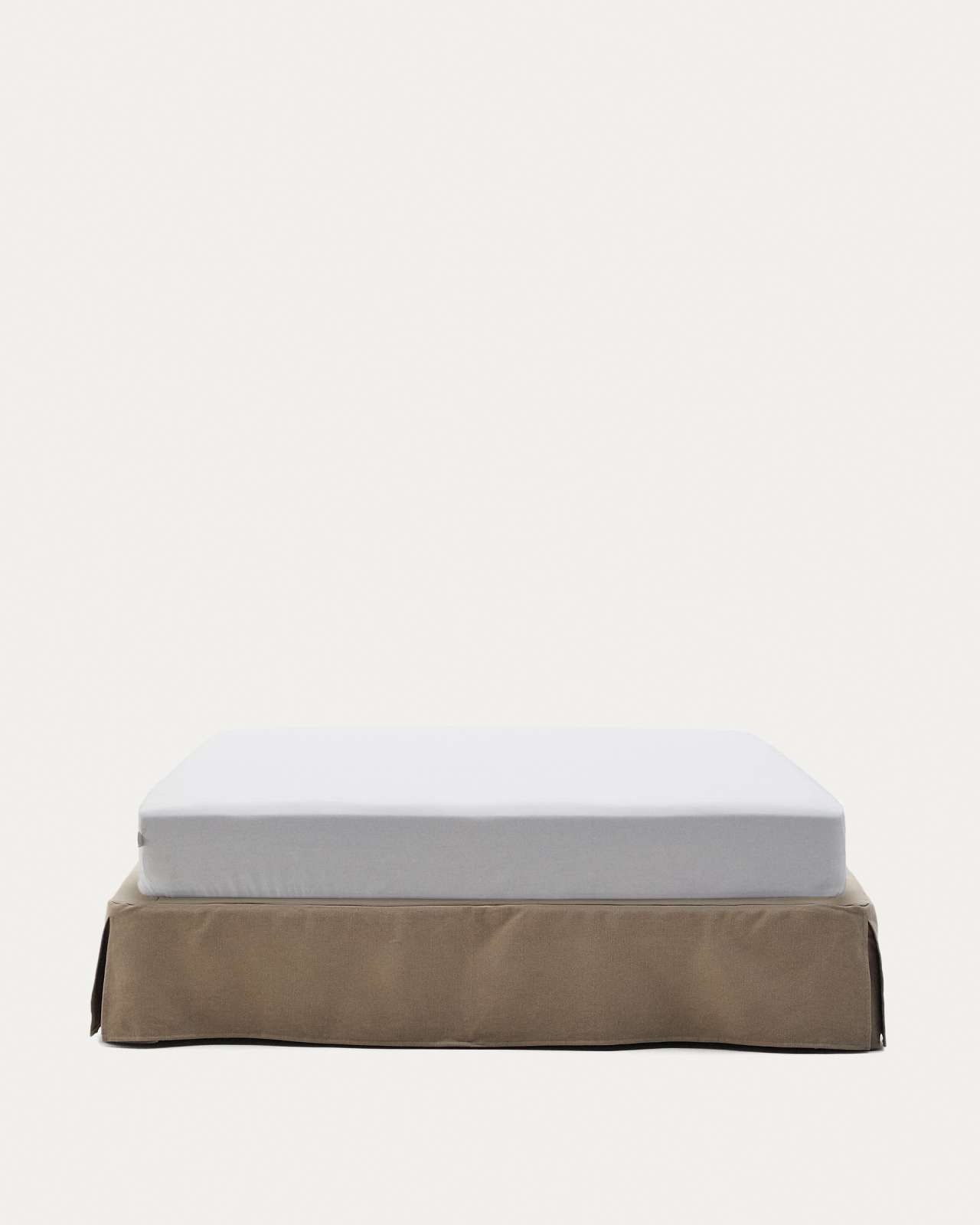 Jaira base with removable Linen and cotton cover in taupe for a 160 x 200 cm mattress