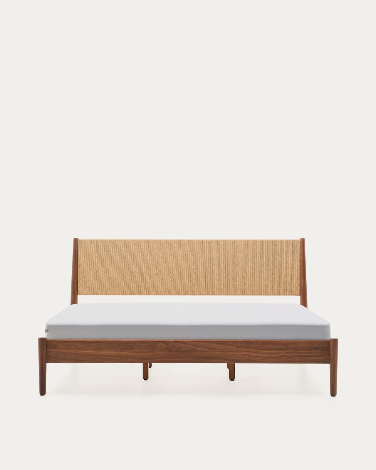 Elan bed in veneer and solid walnut wood with cord mattress 180 x 200 cm FSC Mix Credit