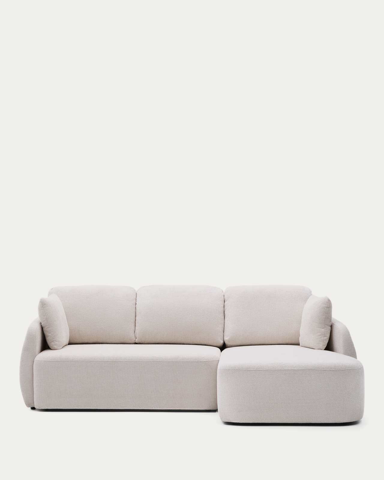 Laira 3-seater sofa bed with right chaise longue in ecru chenille 246cm FSC Mix Credit