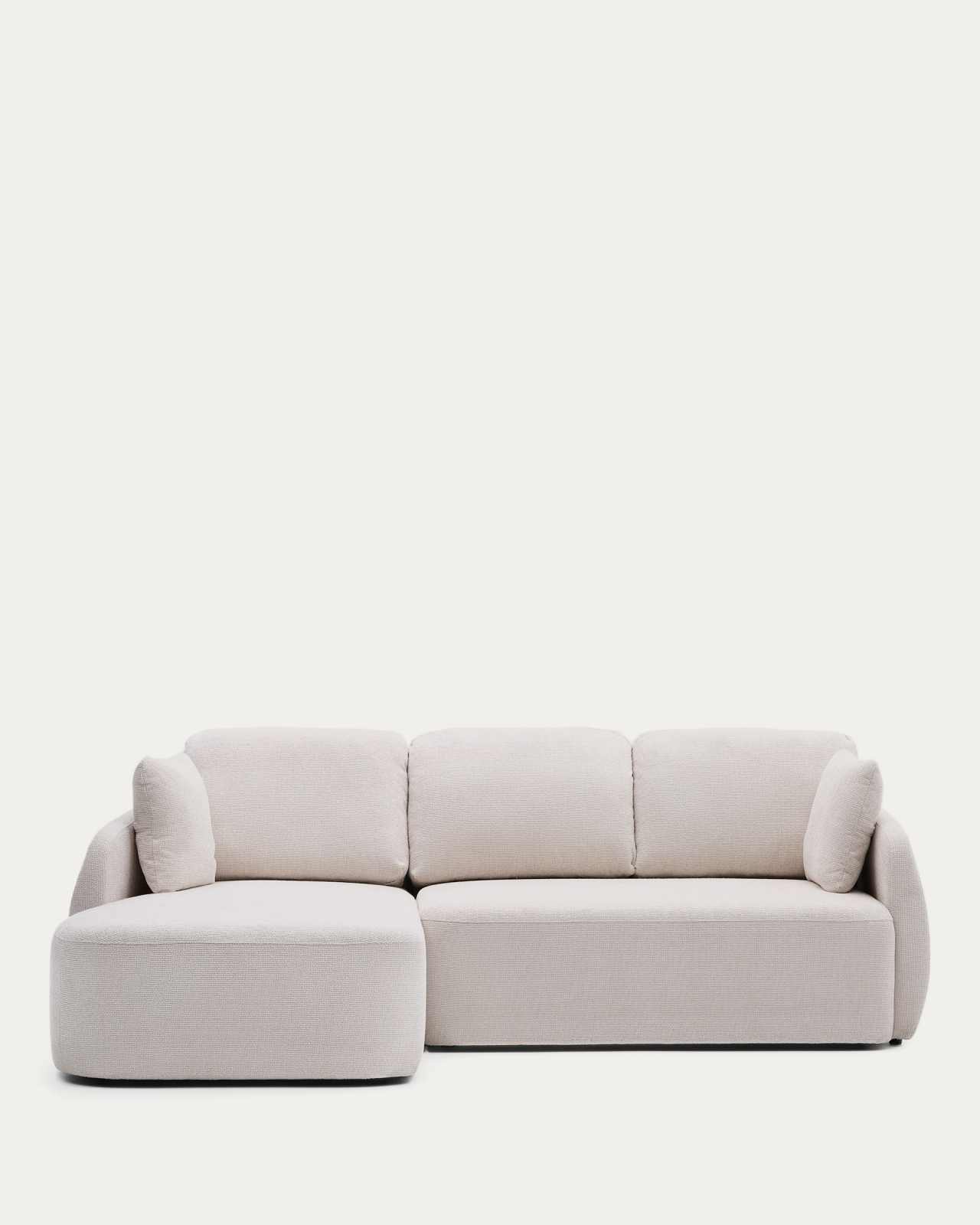 Laira 3-seater sofa bed with left chaise longue in ecru chenille 246cm FSC Mix Credit
