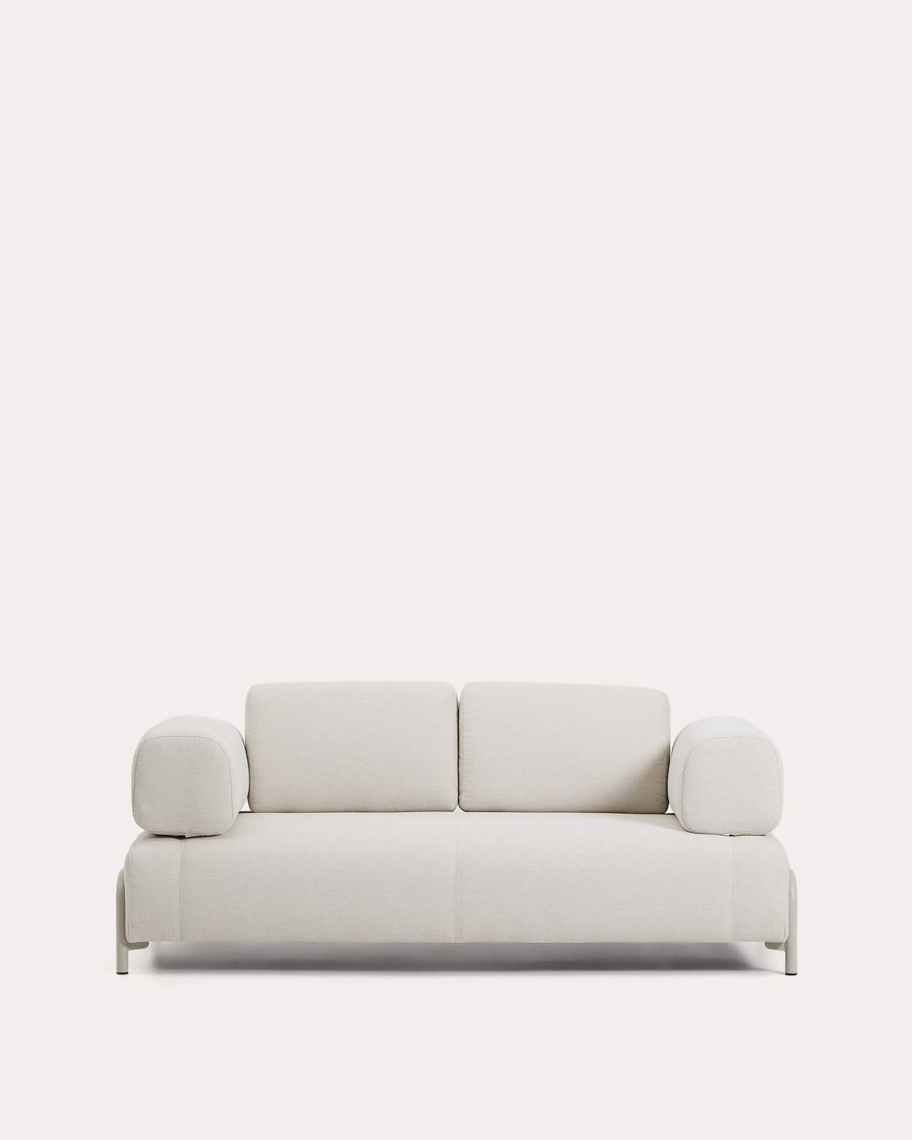 Compo 2-seater sofa in ecru chenille with beige metal frame 200 cm FSC Mix Credit