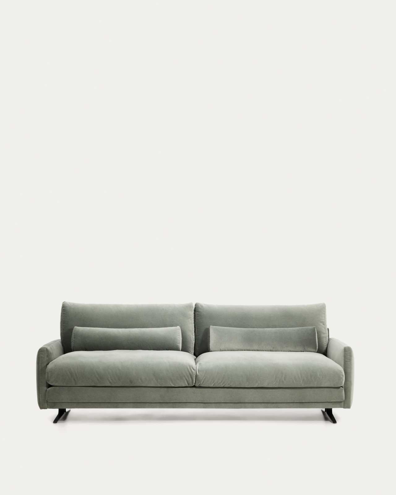 Veliro green velvet 3-seater sofa with black steel legs 240cm FSC Mix Credit