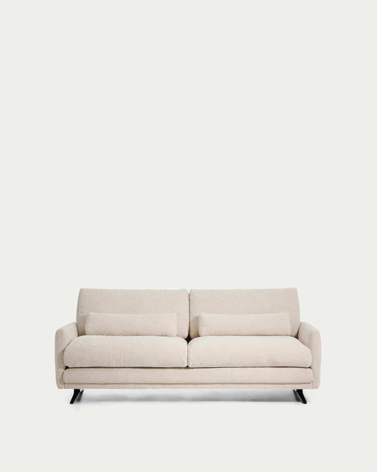 2-Sitzer-Sofa Veliro aus beiger Chenille mit schwarzen Stahlbeinen, 210 cm FSC Mix Credit