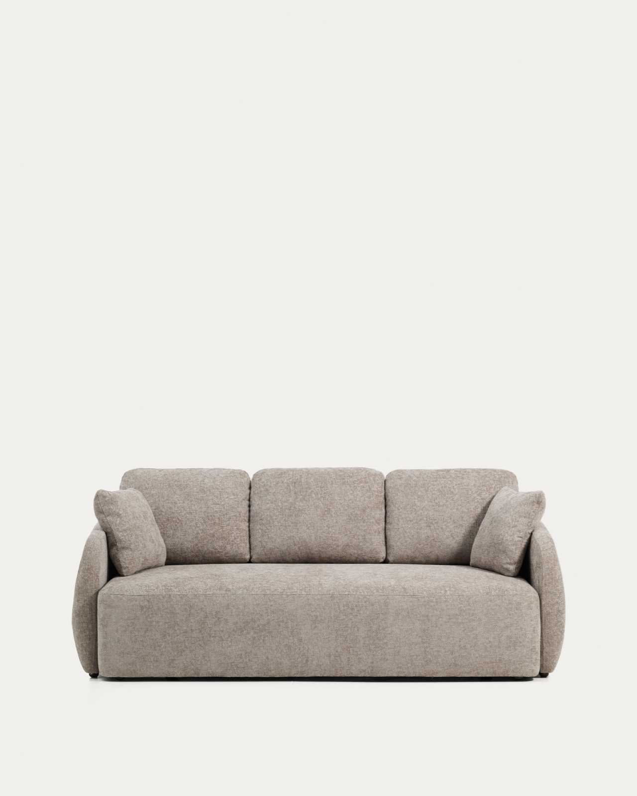 Laira 3-seater sofa bed in taupe chenille 218cm FSC Mix Credit