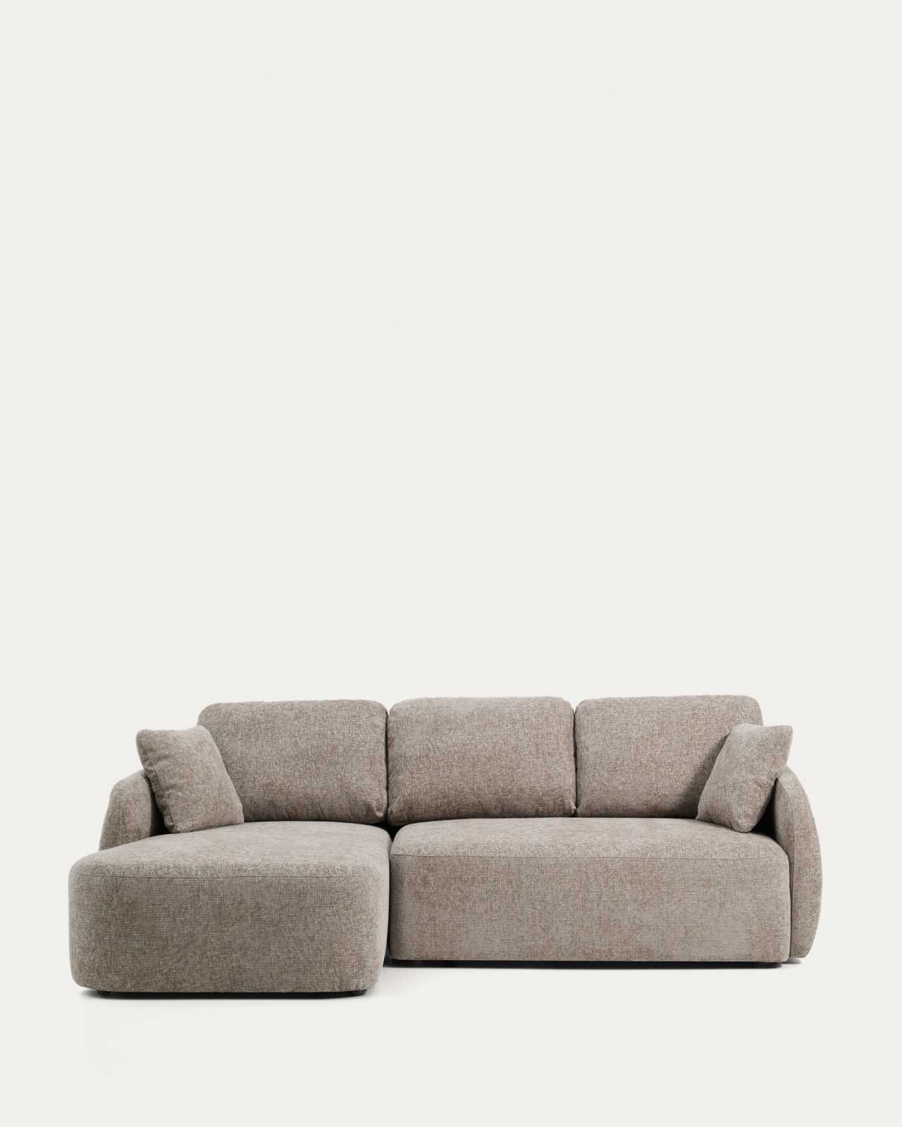 Laira 3-seater sofa bed with left chaise longue in taupe chenille 246cm FSC Mix Credit