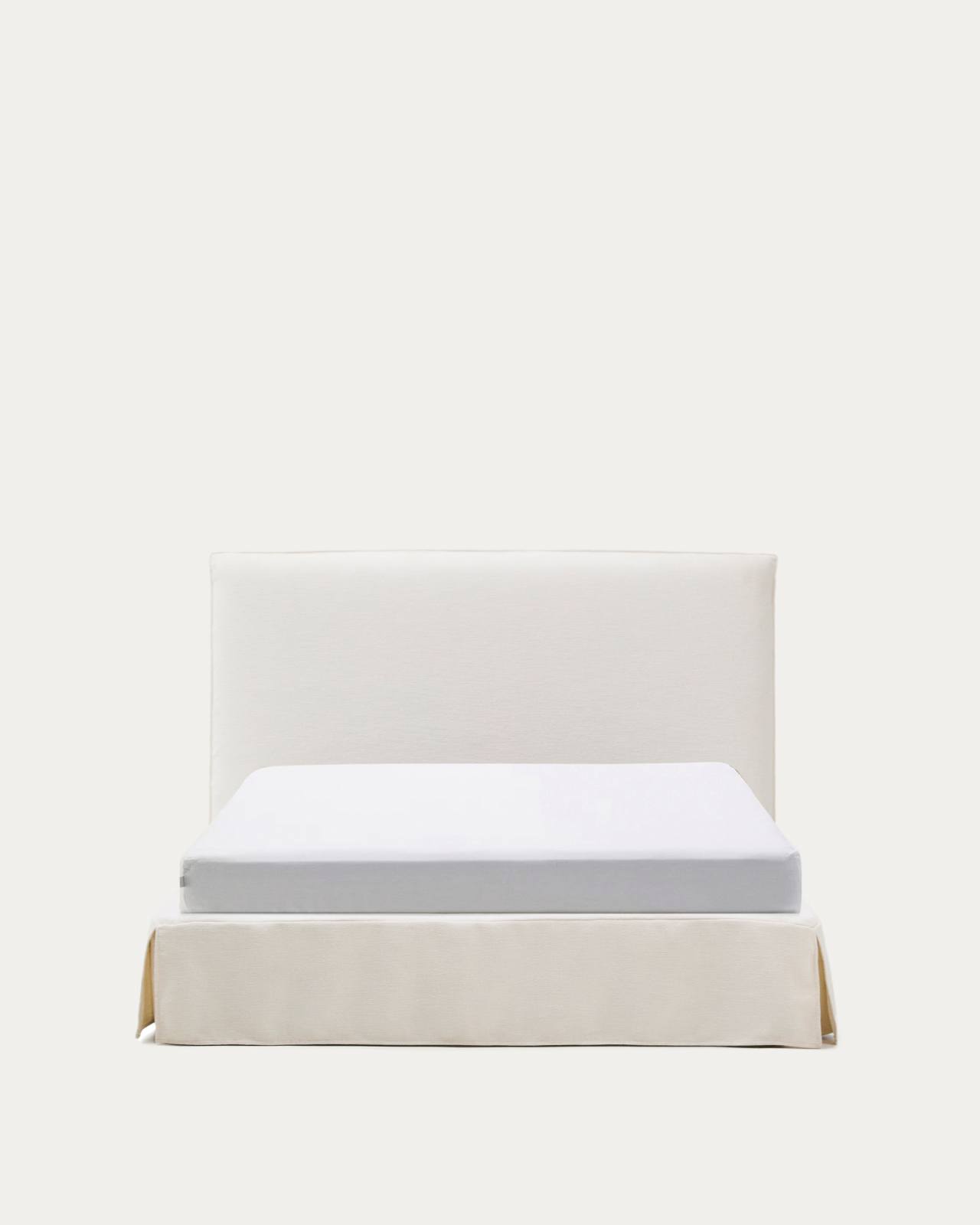 Jaira white chenille bed with removable cover for mattress 160x200cm FSC Mix Credit