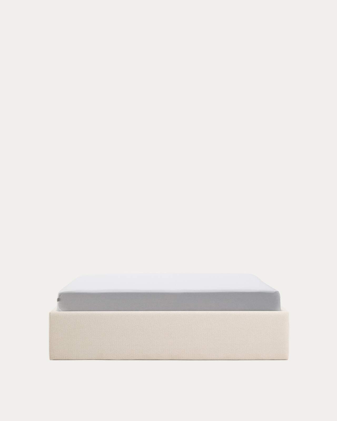 Nelzi uitklapbare bedbodem met opbergruimte met afneembare hoes in ecru chenille voor matras 150 x 200 cm FSC 100%