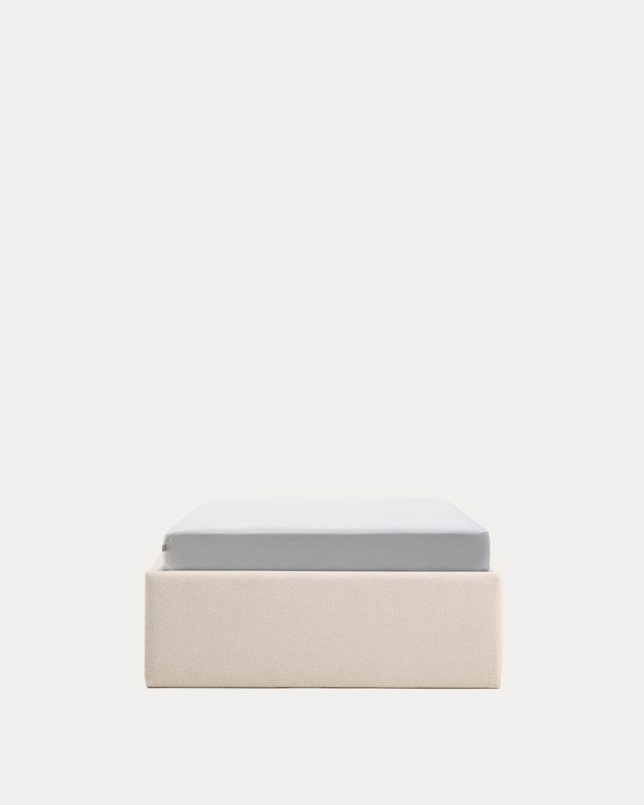 Letto contenitore sfoderabile Nelzi in ciniglia écru per materasso da 90 x 200 cm FSC 100%