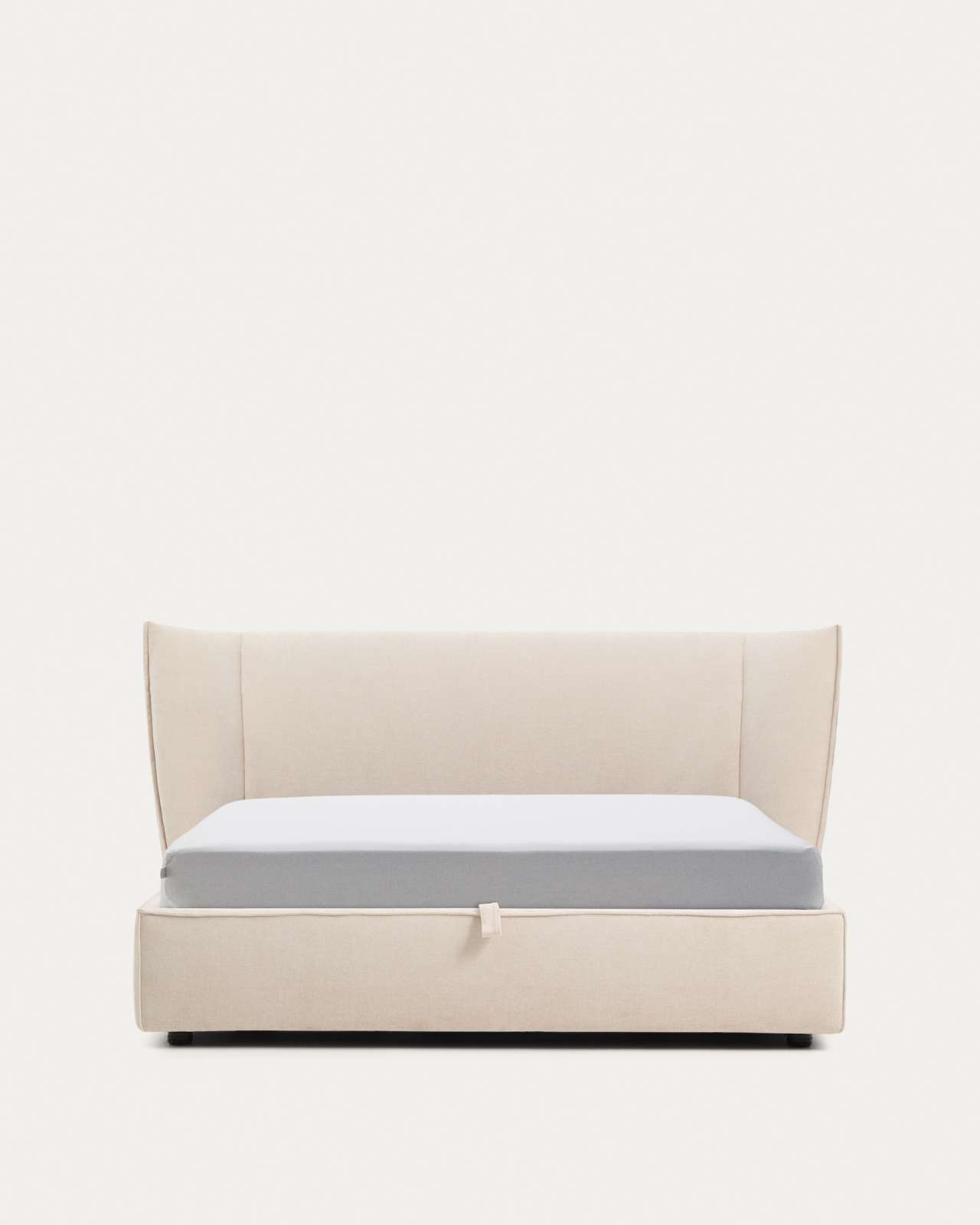 Lit déhoussable Arvian en chenille beige avec coffre relevable pour matelas de 160 x 200 cm